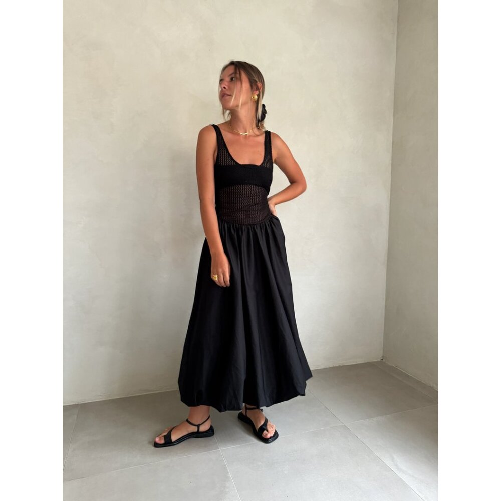 ASTR the Label Contrast Bubble Midi Sundress in Black Size Large